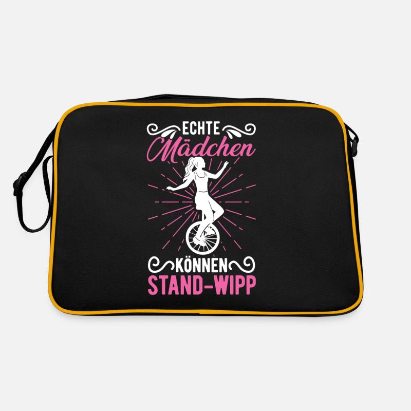 Echte Mädchen können Stand-Wipp Einrad - Retro Tasche - Schwarz/Gold