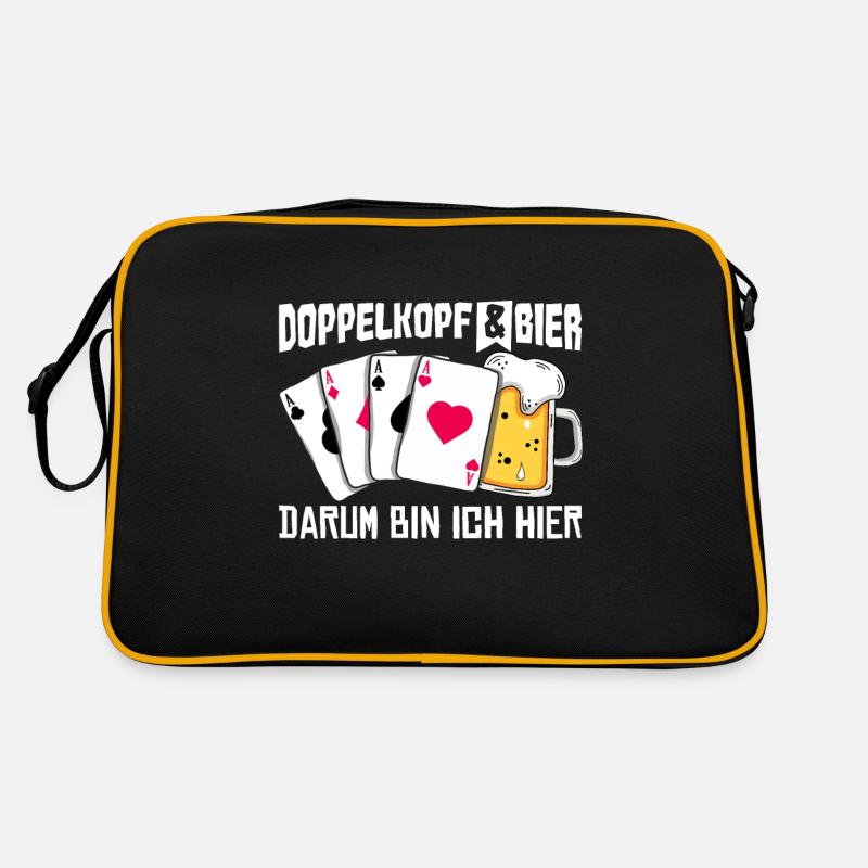 Double head and beer that's why I'm here Retro Bag