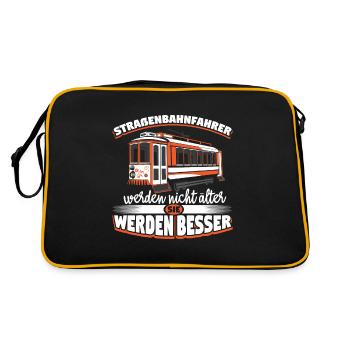 Straßenbahn Straßenbahnfahrer S-Bahn - Retro Tasche - Schwarz/Gold - Hinten