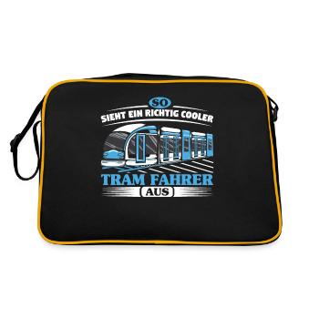 Straßenbahn Straßenbahnfahrer Tram Trambahn - Retro Tasche - Schwarz/Gold - Hinten