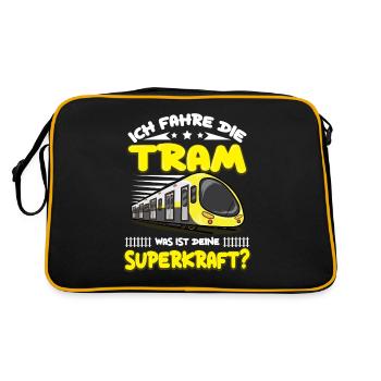 Straßenbahn Straßenbahnfahrer Tram Trambahn - Retro Tasche - Schwarz/Gold - Hinten