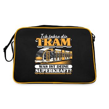 Straßenbahn Straßenbahnfahrer S-Bahn - Retro Tasche - Schwarz/Gold - Hinten