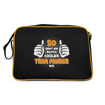 Straßenbahn Straßenbahnfahrer Tram Trambahn - Retro Tasche - Schwarz/Gold - Hinten