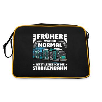 Straßenbahn Straßenbahnfahrer Tram Trambahn - Retro Tasche - Schwarz/Gold - Hinten