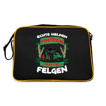 Echte Helden fahren rote Felgen - Retro Tasche - Schwarz/Gold - Hinten