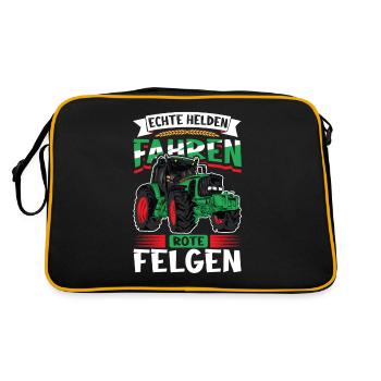 Echte Helden fahren rote Felgen - Retro Tasche - Schwarz/Gold - Hinten