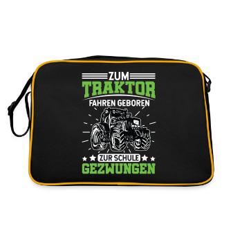 Zum Traktor fahren geboren zur Schule gezwungen - Retro Tasche - Schwarz/Gold - Hinten