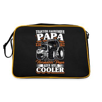 Traktor fahrender Papa wie ein normaler Papa - Retro Tasche - Schwarz/Gold - Hinten