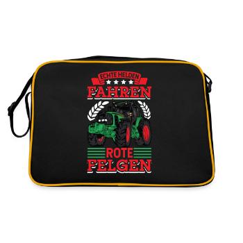 Echte Helden fahren rote Felgen - Retro Tasche - Schwarz/Gold - Hinten