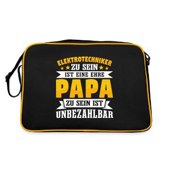 Elektrotechniker Papa Vatertag - Retro Tasche - Schwarz/Gold - Hinten