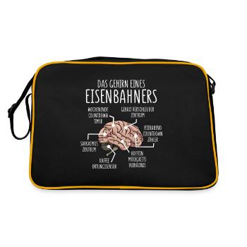 Eisenbahner Anatomie Gehirn Schaffner - Retro Tasche - Schwarz/Gold - Hinten