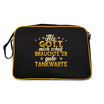Tankwart Gott mich schuf - Retro Tasche - Schwarz/Gold - Hinten