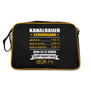 Kanalbauer Stundenlohn Tiefbauer - Retro Tasche - Schwarz/Gold - Hinten