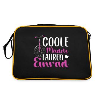 Coole Mädels fahren Einrad - Retro Tasche - Schwarz/Gold - Hinten