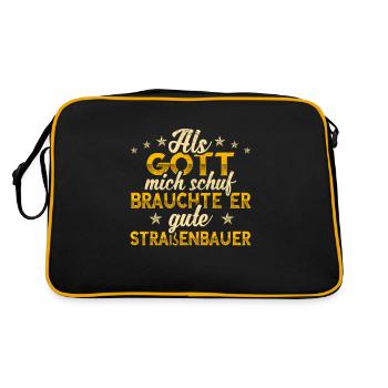 Straßenbauer Gott mich schuf - Retro Tasche - Schwarz/Gold - Hinten