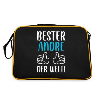 Andre Vorname Name Geburtstag - Retro Tasche - Schwarz/Gold - Hinten