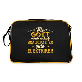 Elektriker Gott mich schuf - Retro Tasche - Schwarz/Gold - Hinten