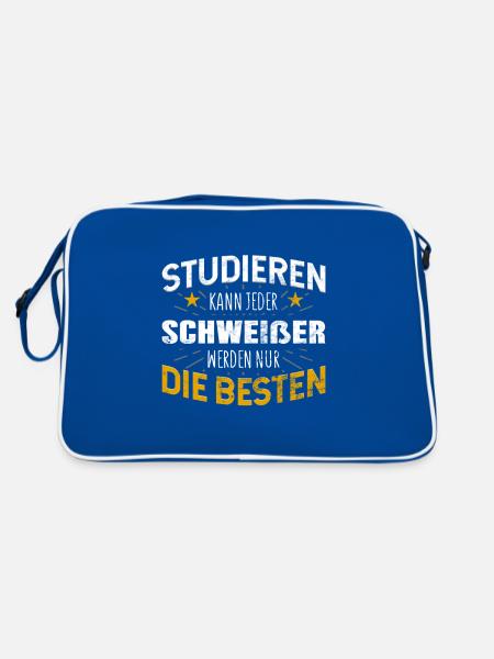 Schweißer - Retro Tasche - Blau/Weiß - Hinten