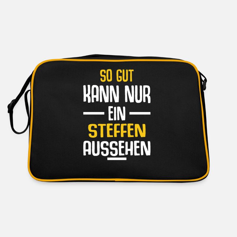 STeffen Vorname Name Geburtstag - Retro Tasche - Schwarz/Gold