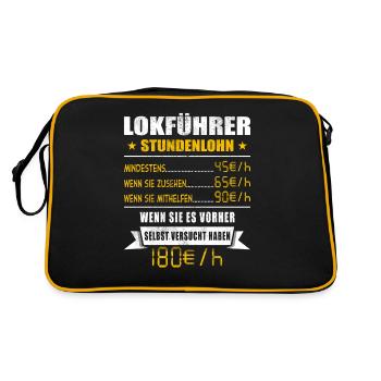 Lokführer Stundenlohn Schaffner - Retro Tasche - Schwarz/Gold - Hinten