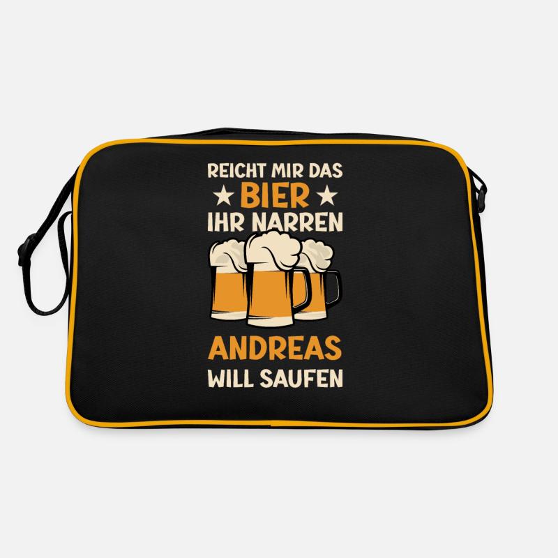 Reicht mir das Bier Andreas Saufen Namen Retro Tasche