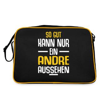 Andre Vorname Name Geburtstag - Retro Tasche - Schwarz/Gold - Hinten
