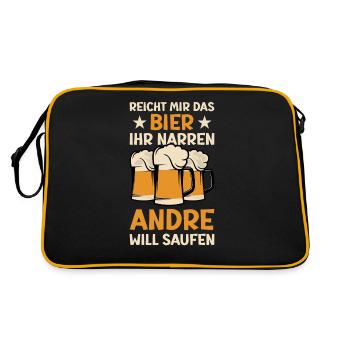 Reicht mir das Bier Andre Saufen Namen - Retro Tasche - Schwarz/Gold - Hinten