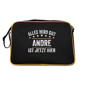 Andre Vorname Name Geburtstag - Retro Tasche - Schwarz/Gold - Hinten
