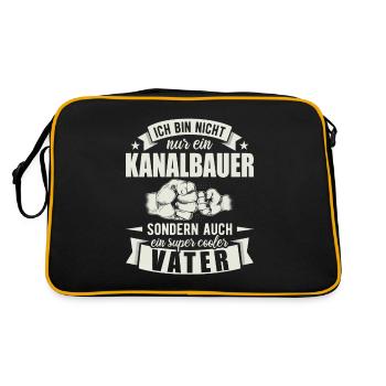 Kanalbauer Vater Papa Vatertag Tiefbauer - Retro Tasche - Schwarz/Gold - Hinten