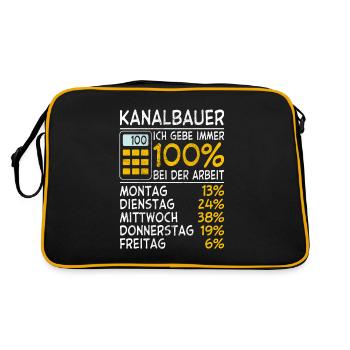 Kanalbauer Ich gebe immer 100% bei der Arbeit Lohn - Retro Tasche - Schwarz/Gold - Hinten