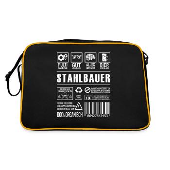 Stahlbauer Lustiger Beruf Spruch Metallbauer - Retro Tasche - Schwarz/Gold - Hinten