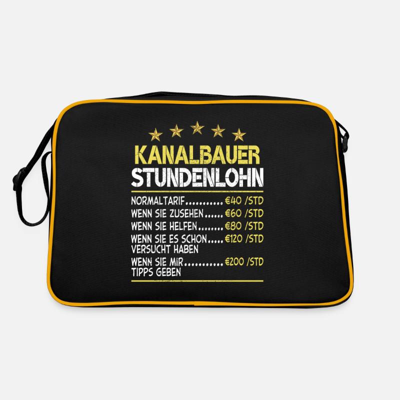 Kanalbauer Stundensatz Stundenlohn Retro Tasche