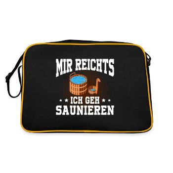Sauna Schwitz Aufguss Saunakilt Bademantel - Retro Tasche - Schwarz/Gold - Hinten