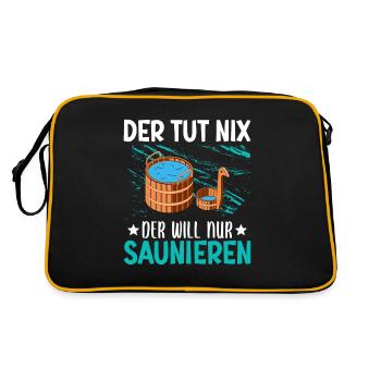 Sauna Schwitz Aufguss Saunakilt Bademantel - Retro Tasche - Schwarz/Gold - Hinten
