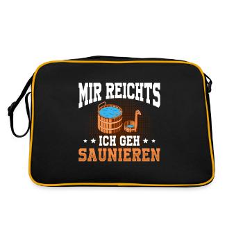 Sauna Schwitz Aufguss Saunakilt Bademantel - Retro Tasche - Schwarz/Gold - Hinten
