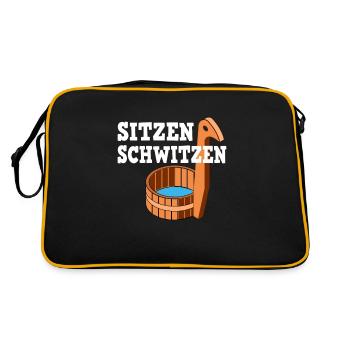 Sauna Schwitz Aufguss Saunakilt Bademantel - Retro Tasche - Schwarz/Gold - Hinten