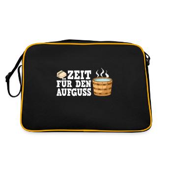 Sauna Schwitz Aufguss Saunakilt Bademantel - Retro Tasche - Schwarz/Gold - Hinten
