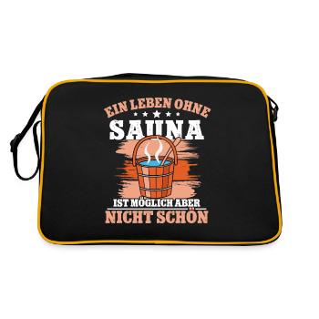 Sauna Schwitz Aufguss Saunakilt Bademantel - Retro Tasche - Schwarz/Gold - Hinten