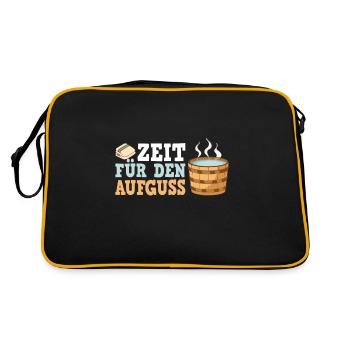 Sauna Schwitz Aufguss Saunakilt Bademantel - Retro Tasche - Schwarz/Gold - Hinten