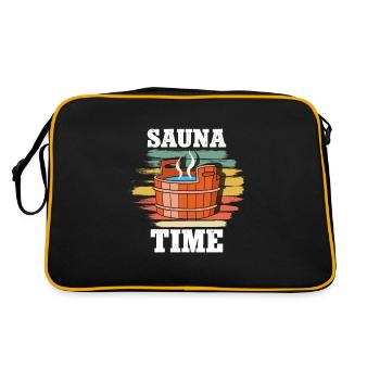 Sauna Schwitz Aufguss Saunakilt Bademantel - Retro Tasche - Schwarz/Gold - Hinten