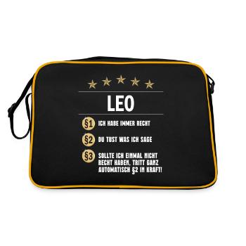 Leo Habe immer Recht Namenstag - Retro Tasche - Schwarz/Gold - Hinten