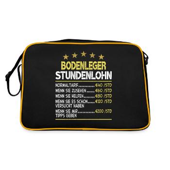 Bodenleger Stundenlohn - Retro Tasche - Schwarz/Gold - Hinten