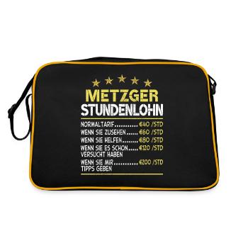 Metzger Stundenlohn - Retro Tasche - Schwarz/Gold - Hinten