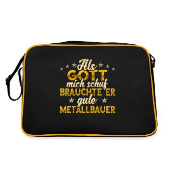 Metallbauer Gott mich schuf - Retro Tasche - Schwarz/Gold - Hinten