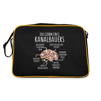 Kanalbauer Anatomie Gehirn Tiefbauer - Retro Tasche - Schwarz/Gold - Hinten