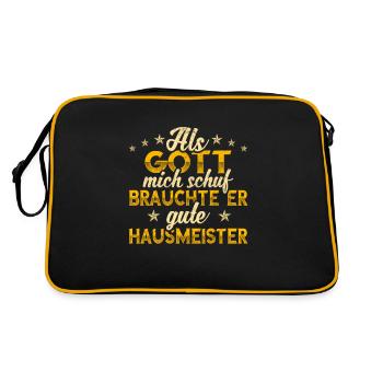 Hausmeister Gott mich schuf - Retro Tasche - Schwarz/Gold - Hinten