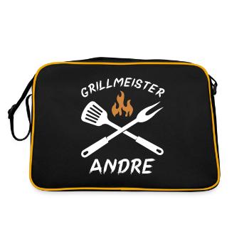 Grillmeister Andre - Retro Tasche - Schwarz/Gold - Hinten