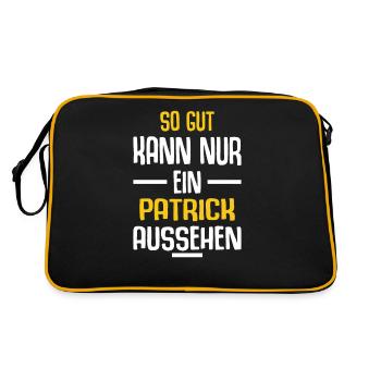 Patrick Vorname Name Geburtstag - Retro Tasche - Schwarz/Gold - Hinten