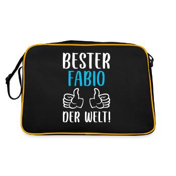 Fabio Vorname Name Geburtstag - Retro Tasche - Schwarz/Gold - Hinten