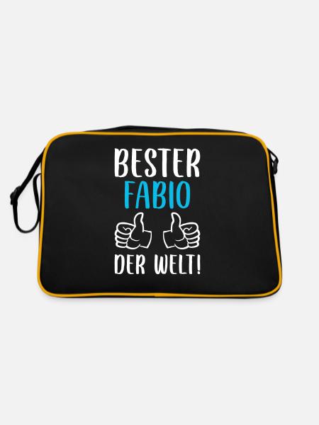 Fabio Vorname Name Geburtstag - Retro Tasche - Schwarz/Gold - Hinten